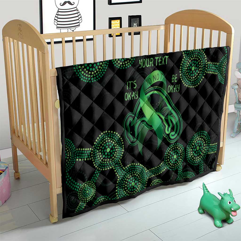 Green Kangaroo Ribbon Aboriginal Personalised Quilt Depression Awareness