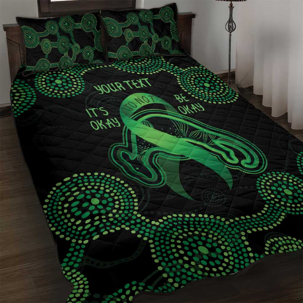 Green Kangaroo Ribbon Aboriginal Personalised Quilt Bed Set Depression Awareness