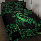 Green Kangaroo Ribbon Aboriginal Personalised Quilt Bed Set Depression Awareness