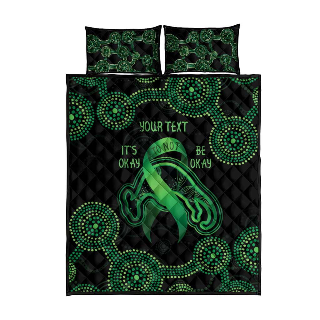 Green Kangaroo Ribbon Aboriginal Personalised Quilt Bed Set Depression Awareness