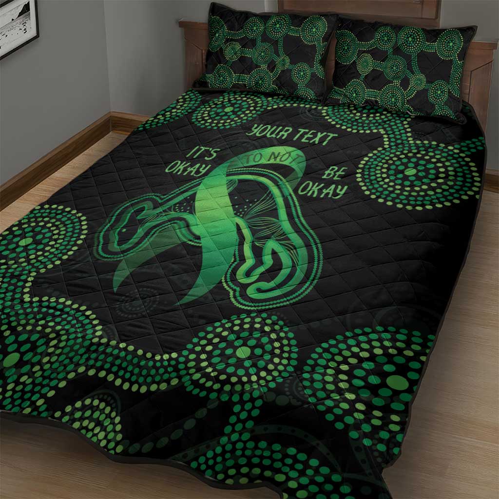 Green Kangaroo Ribbon Aboriginal Personalised Quilt Bed Set Depression Awareness