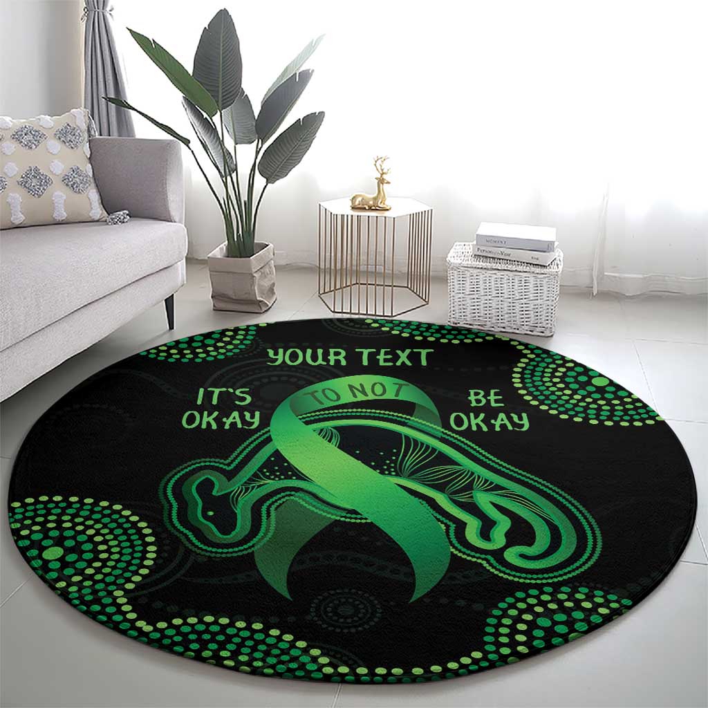 Green Kangaroo Ribbon Aboriginal Personalised Round Carpet Depression Awareness