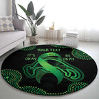 Green Kangaroo Ribbon Aboriginal Personalised Round Carpet Depression Awareness