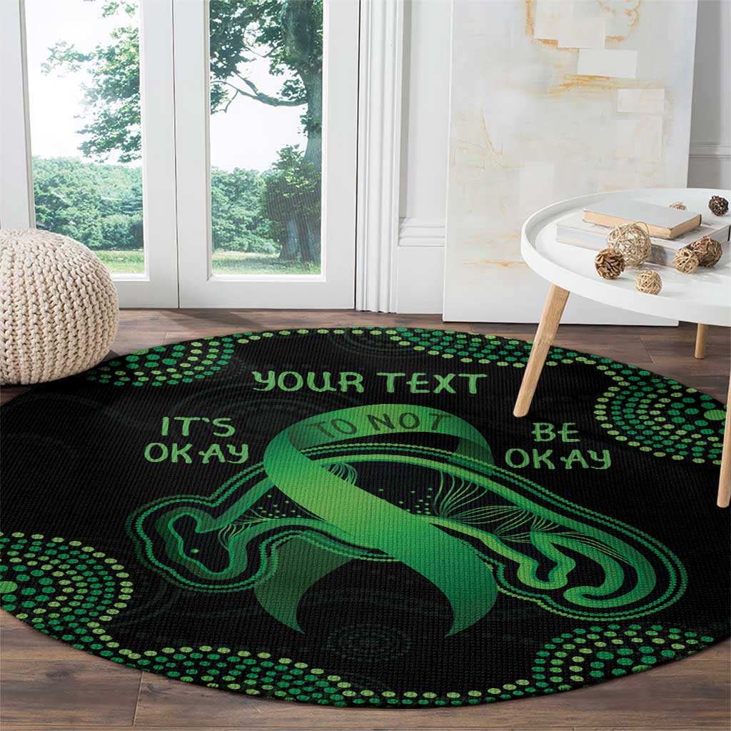 Green Kangaroo Ribbon Aboriginal Personalised Round Carpet Depression Awareness
