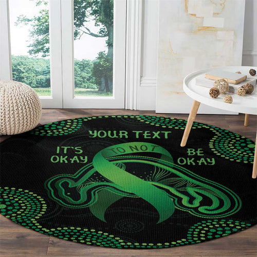 Green Kangaroo Ribbon Aboriginal Personalised Round Carpet Depression Awareness
