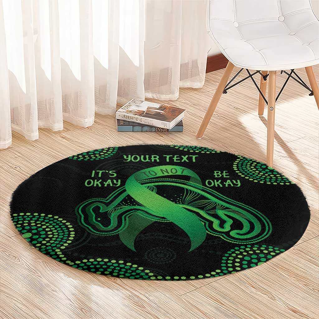 Green Kangaroo Ribbon Aboriginal Personalised Round Carpet Depression Awareness