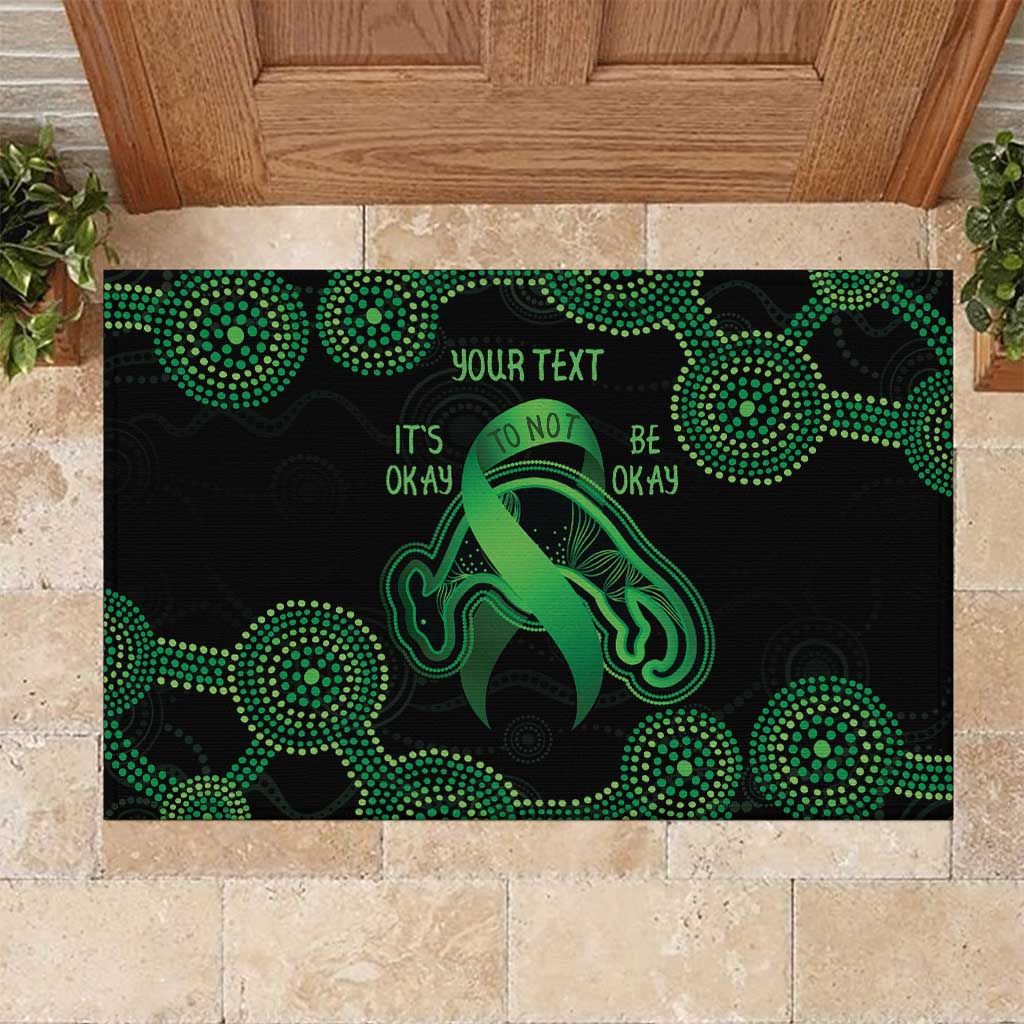 Green Kangaroo Ribbon Aboriginal Personalised Rubber Doormat Depression Awareness
