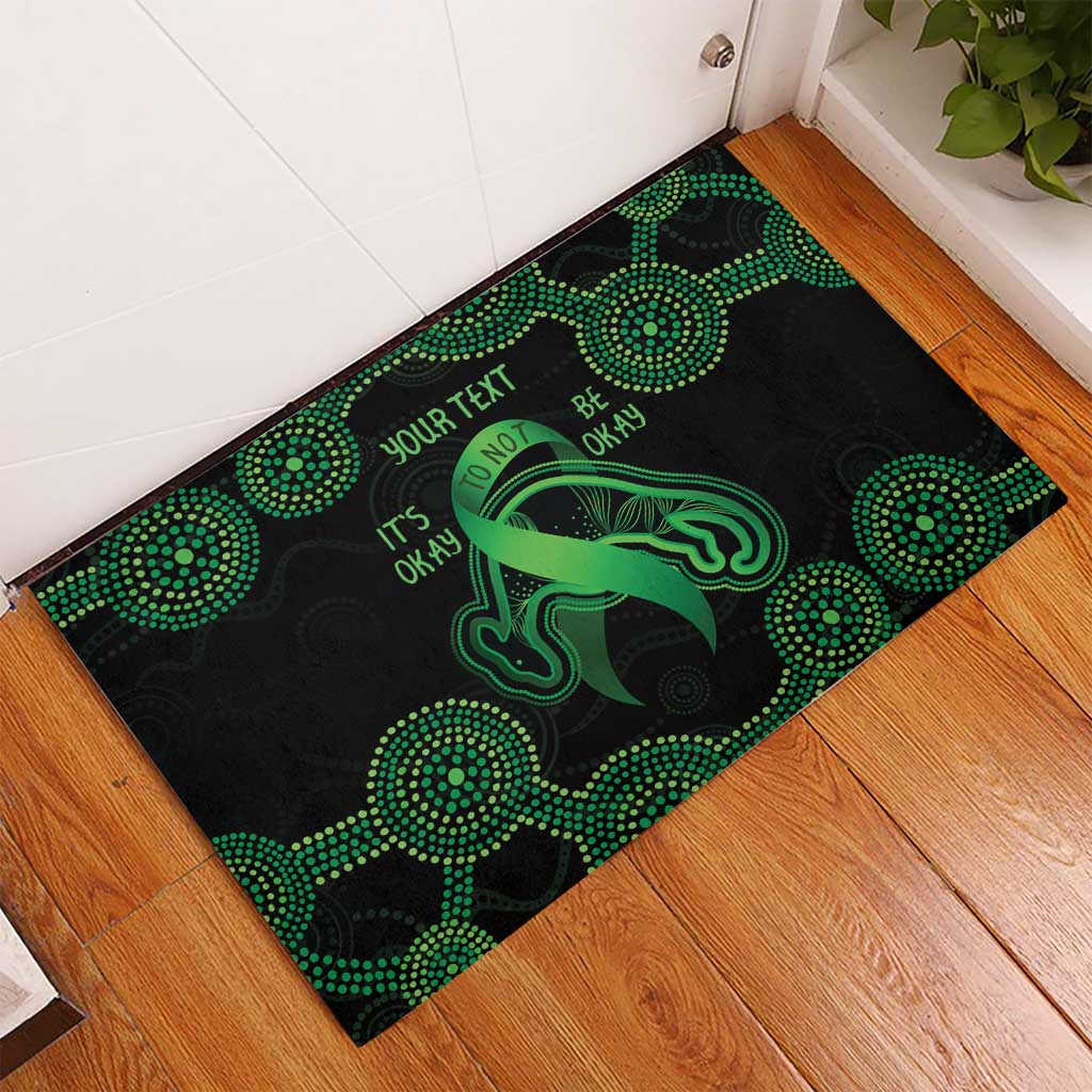 Green Kangaroo Ribbon Aboriginal Personalised Rubber Doormat Depression Awareness