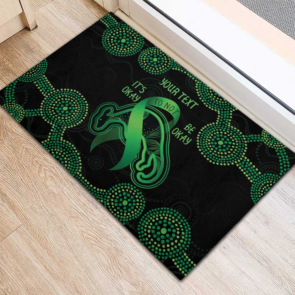 Green Kangaroo Ribbon Aboriginal Personalised Rubber Doormat Depression Awareness
