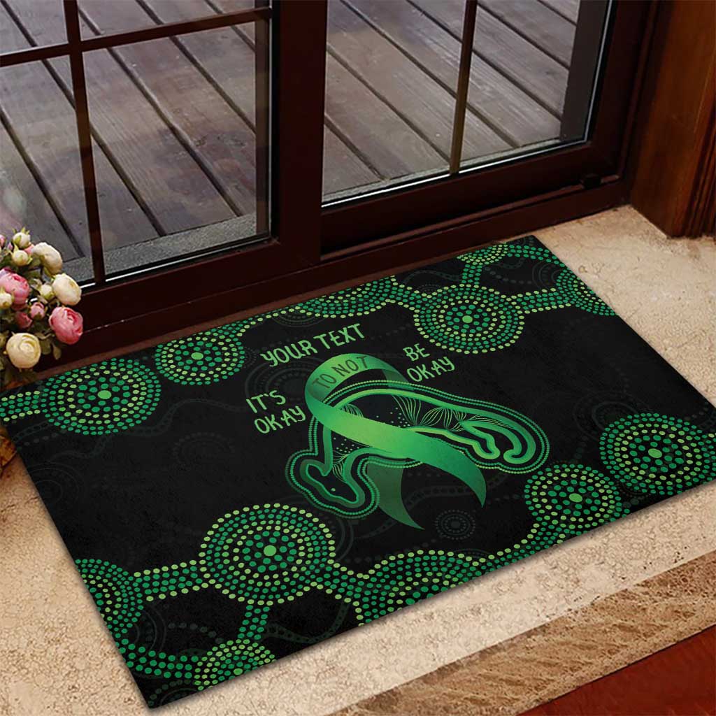 Green Kangaroo Ribbon Aboriginal Personalised Rubber Doormat Depression Awareness