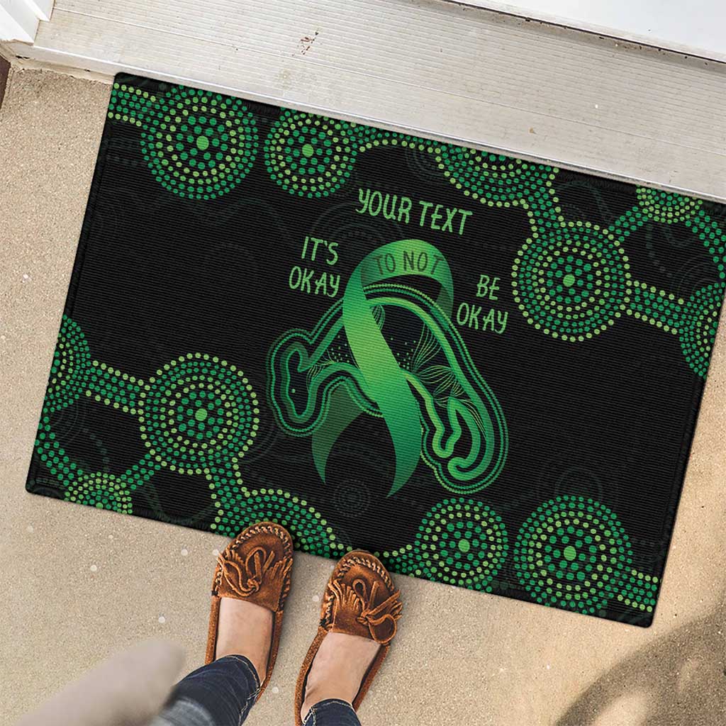 Green Kangaroo Ribbon Aboriginal Personalised Rubber Doormat Depression Awareness