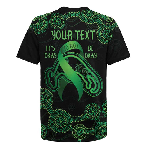 Green Kangaroo Ribbon Aboriginal Personalised Rugby Jersey Depression Awareness