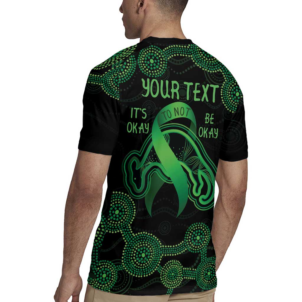 Green Kangaroo Ribbon Aboriginal Personalised Rugby Jersey Depression Awareness