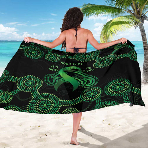 Green Kangaroo Ribbon Aboriginal Personalised Sarong Depression Awareness