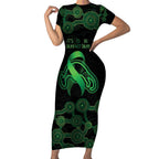 Green Kangaroo Ribbon Aboriginal Personalised Short Sleeve Bodycon Dress Depression Awareness