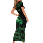 Green Kangaroo Ribbon Aboriginal Personalised Short Sleeve Bodycon Dress Depression Awareness