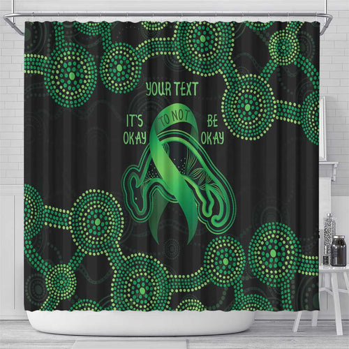 Green Kangaroo Ribbon Aboriginal Personalised Shower Curtain Depression Awareness