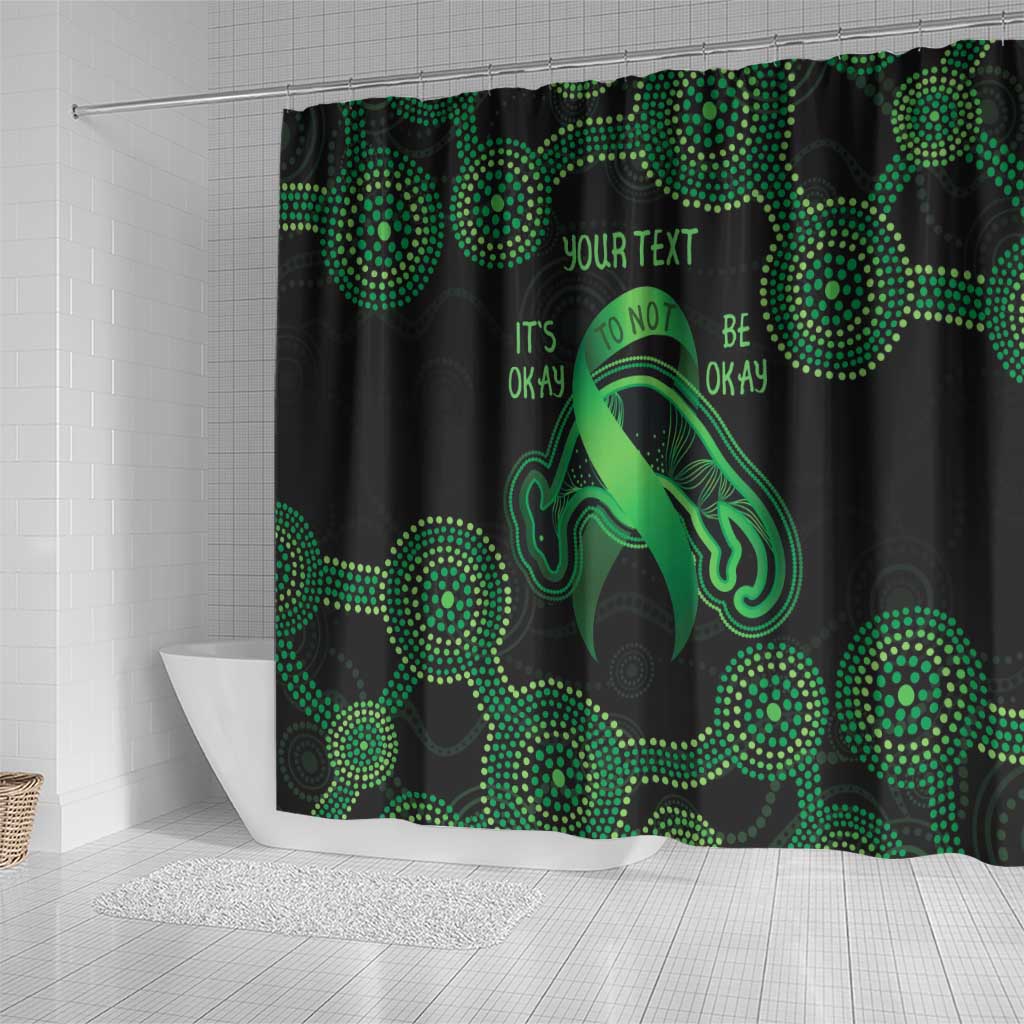 Green Kangaroo Ribbon Aboriginal Personalised Shower Curtain Depression Awareness