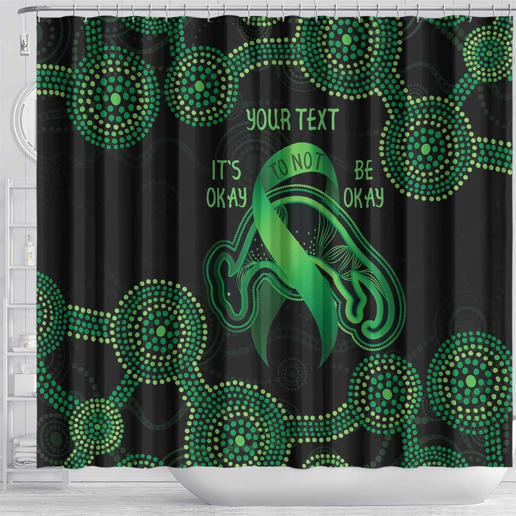 Green Kangaroo Ribbon Aboriginal Personalised Shower Curtain Depression Awareness