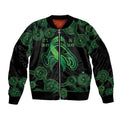 Green Kangaroo Ribbon Aboriginal Personalised Sleeve Zip Bomber Jacket Depression Awareness