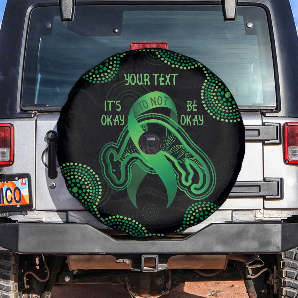 Green Kangaroo Ribbon Aboriginal Personalised Spare Tire Cover Depression Awareness