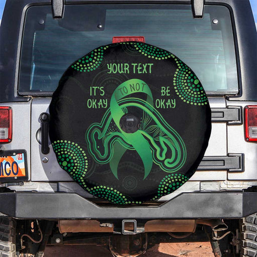 Green Kangaroo Ribbon Aboriginal Personalised Spare Tire Cover Depression Awareness