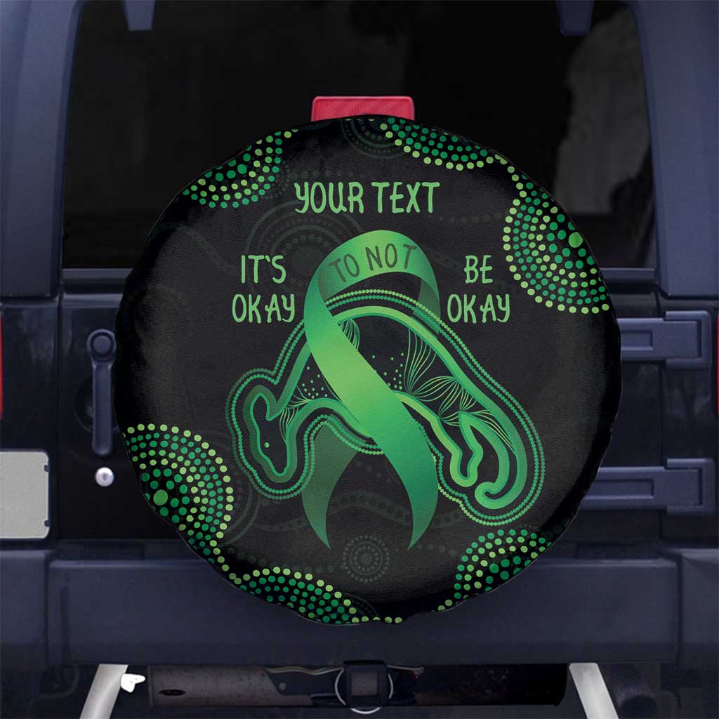 Green Kangaroo Ribbon Aboriginal Personalised Spare Tire Cover Depression Awareness