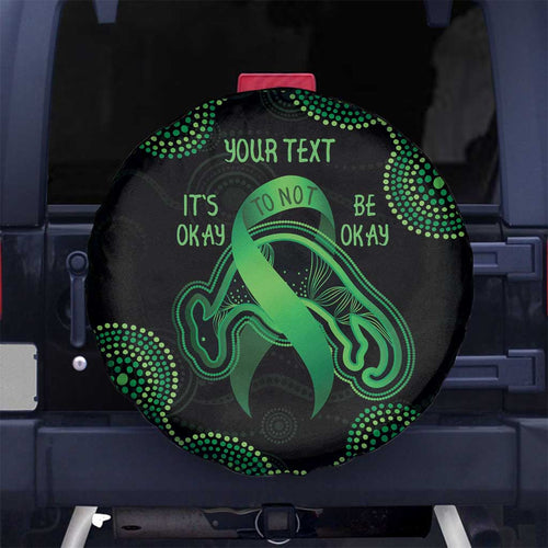 Green Kangaroo Ribbon Aboriginal Personalised Spare Tire Cover Depression Awareness
