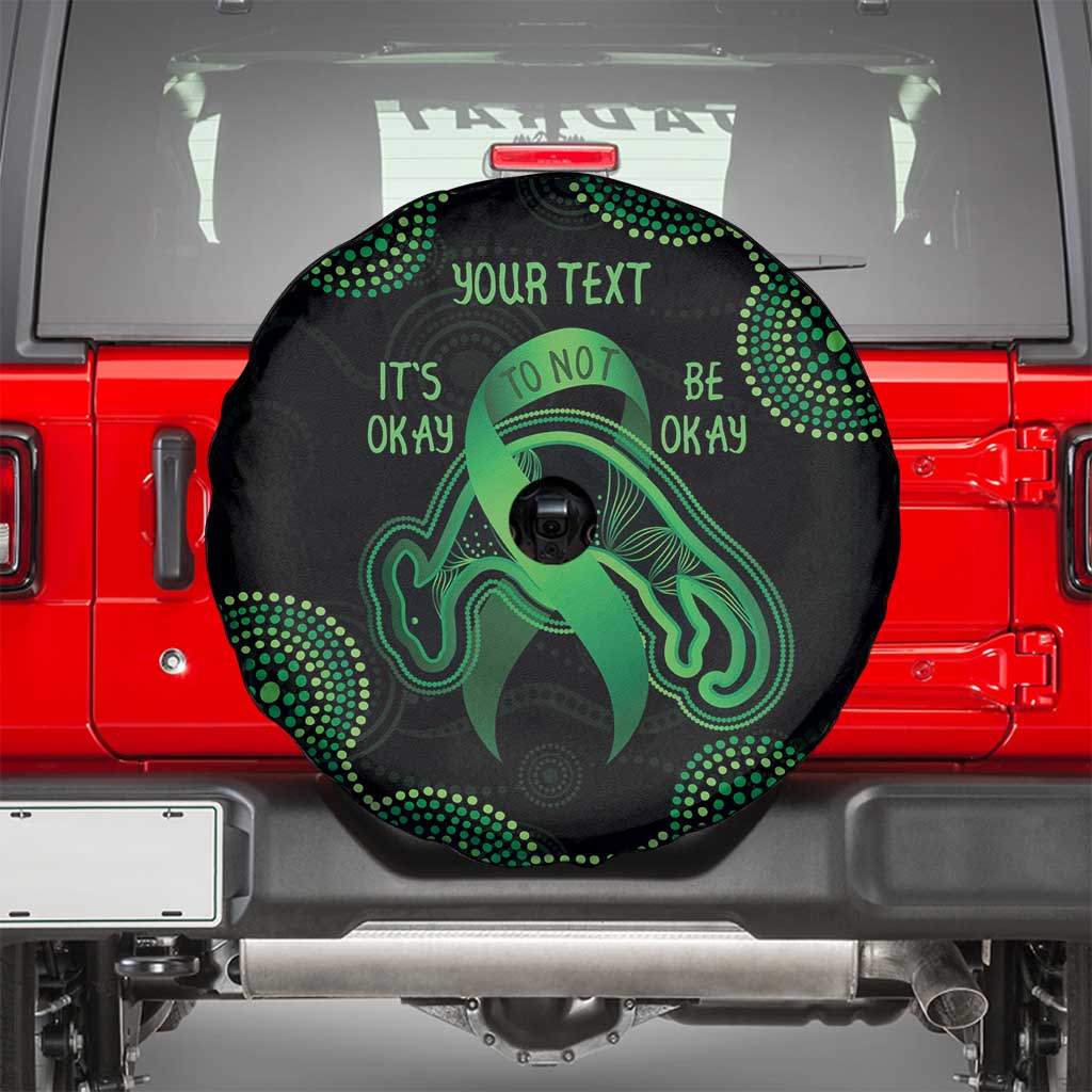 Green Kangaroo Ribbon Aboriginal Personalised Spare Tire Cover Depression Awareness