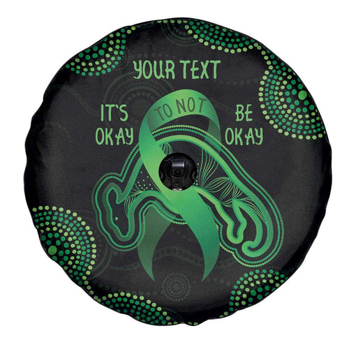 Green Kangaroo Ribbon Aboriginal Personalised Spare Tire Cover Depression Awareness