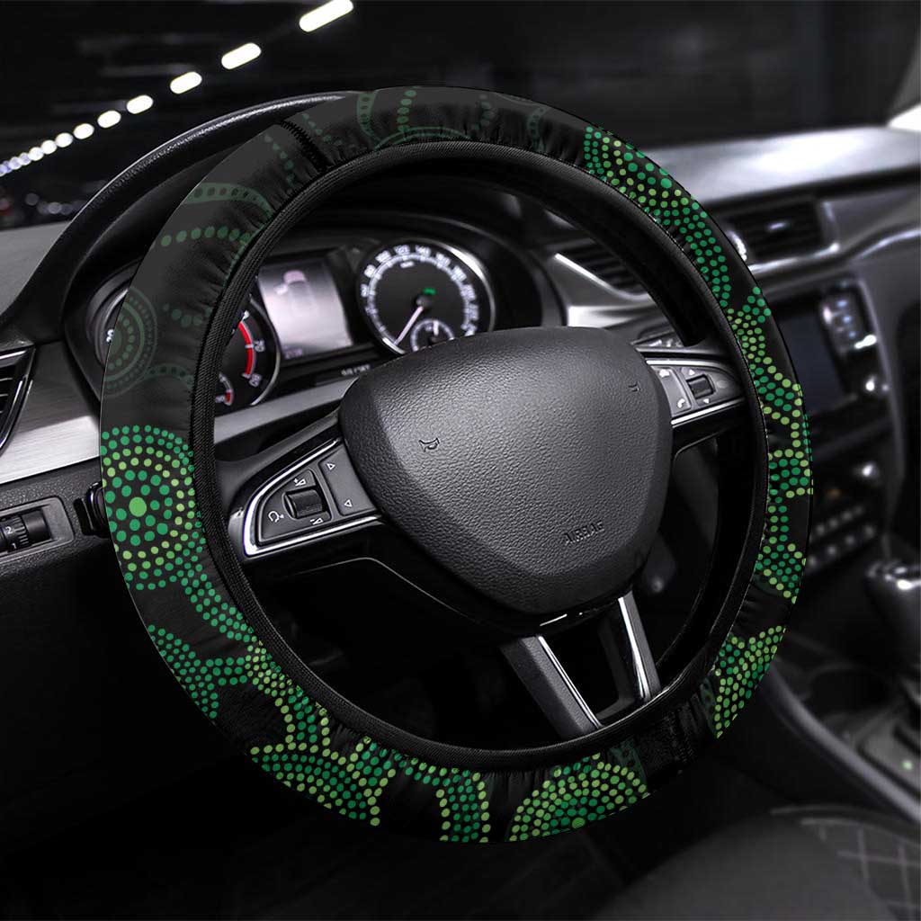 Green Kangaroo Ribbon Aboriginal Steering Wheel Cover Depression Awareness