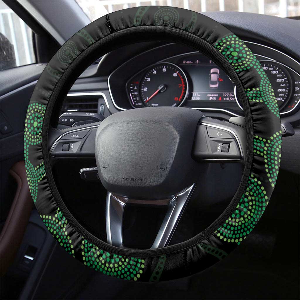 Green Kangaroo Ribbon Aboriginal Steering Wheel Cover Depression Awareness