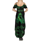 Green Kangaroo Ribbon Aboriginal Personalised Summer Maxi Dress Depression Awareness