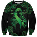 Green Kangaroo Ribbon Aboriginal Personalised Sweatshirt Depression Awareness