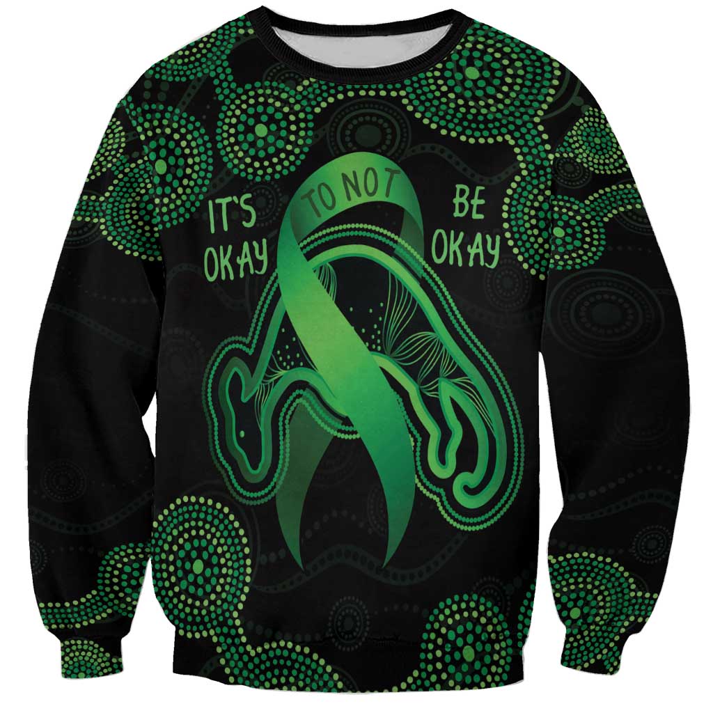 Green Kangaroo Ribbon Aboriginal Personalised Sweatshirt Depression Awareness