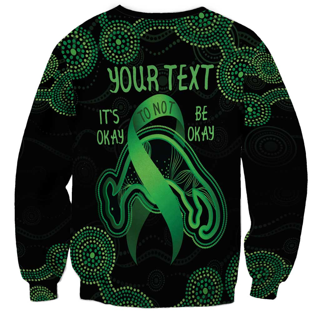 Green Kangaroo Ribbon Aboriginal Personalised Sweatshirt Depression Awareness
