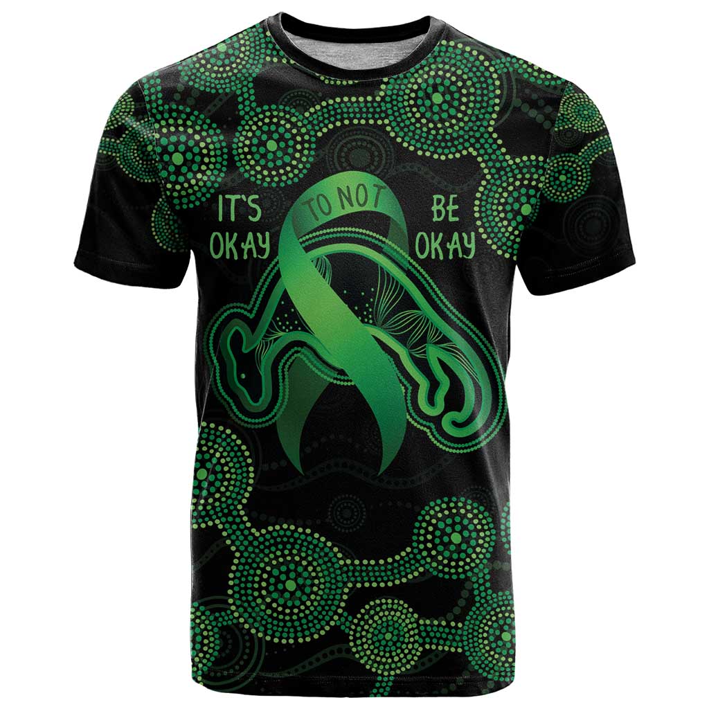 Green Kangaroo Ribbon Aboriginal Personalised T Shirt Depression Awareness