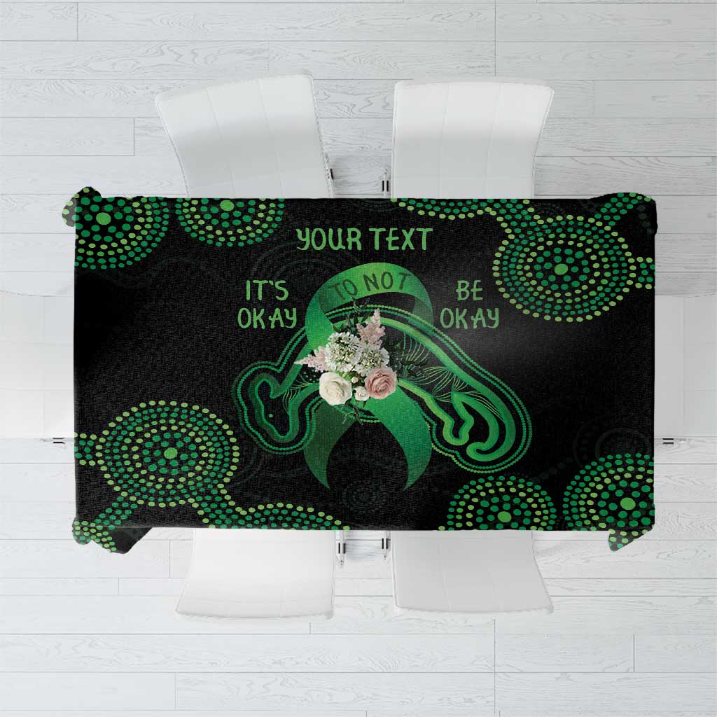 Green Kangaroo Ribbon Aboriginal Personalised Tablecloth Depression Awareness