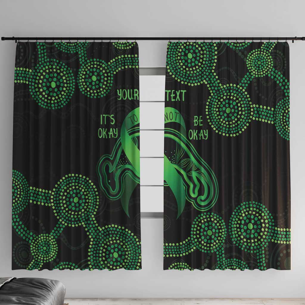 Green Kangaroo Ribbon Aboriginal Personalised Window Curtain Depression Awareness
