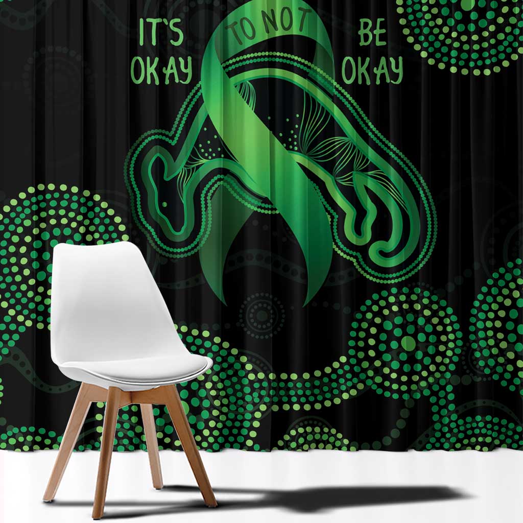 Green Kangaroo Ribbon Aboriginal Personalised Window Curtain Depression Awareness