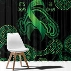 Green Kangaroo Ribbon Aboriginal Personalised Window Curtain Depression Awareness