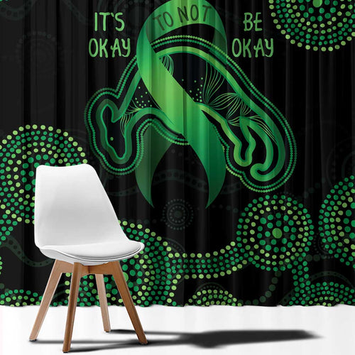 Green Kangaroo Ribbon Aboriginal Personalised Window Curtain Depression Awareness