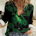 Green Kangaroo Ribbon Aboriginal Personalised Women Casual Shirt Depression Awareness