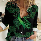 Green Kangaroo Ribbon Aboriginal Personalised Women Casual Shirt Depression Awareness