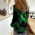 Green Kangaroo Ribbon Aboriginal Personalised Women Casual Shirt Depression Awareness