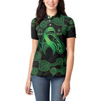Green Kangaroo Ribbon Aboriginal Personalised Women Polo Shirt Depression Awareness