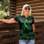 Green Kangaroo Ribbon Aboriginal Personalised Women Polo Shirt Depression Awareness