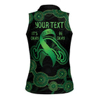 Green Kangaroo Ribbon Aboriginal Personalised Women Sleeveless Polo Shirt Depression Awareness