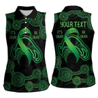 Green Kangaroo Ribbon Aboriginal Personalised Women Sleeveless Polo Shirt Depression Awareness