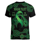 Green Kangaroo Ribbon Aboriginal Personalised Women V-Neck T-Shirt Depression Awareness